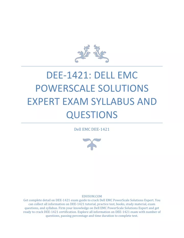 dee 1421 dell emc powerscale solutions expert