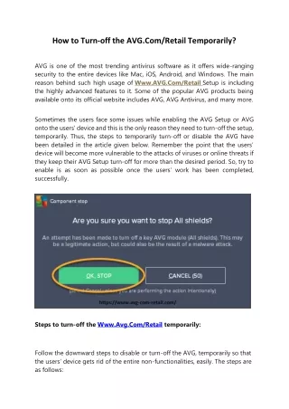 how to turn off the avg com retail temporarily