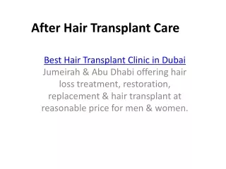 after hair transplant care