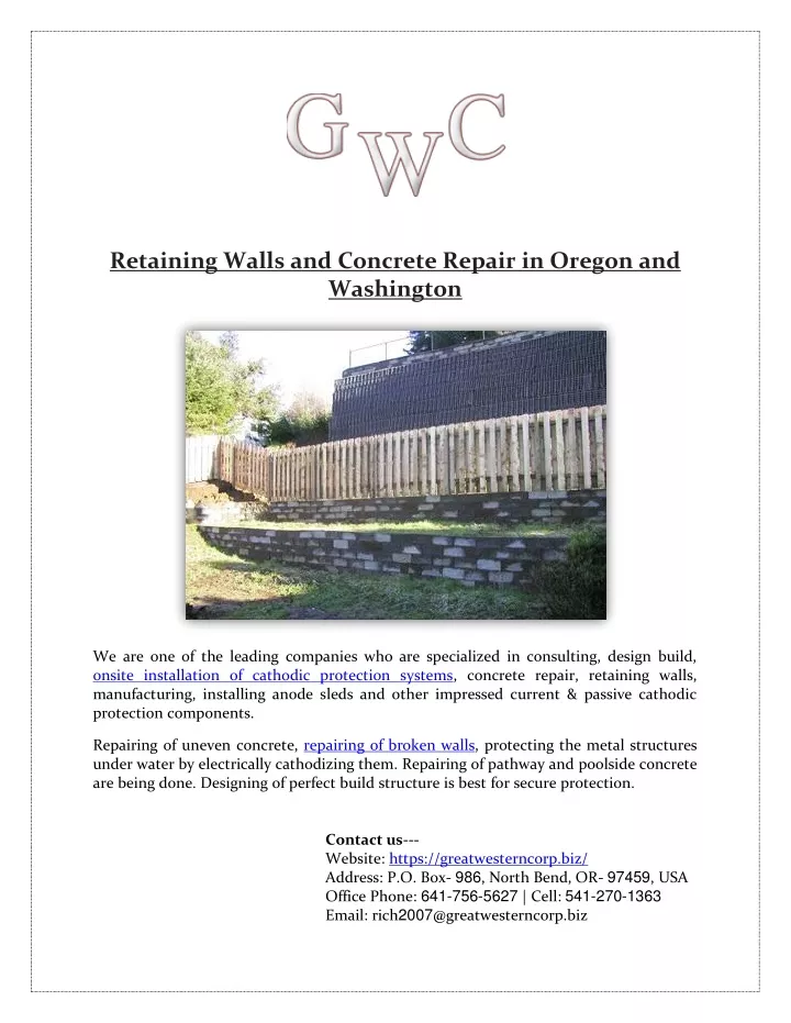 retaining walls and concrete repair in oregon