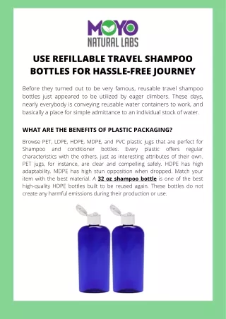 Refillable Travel Shampoo Bottles for Hassle-Free Journey