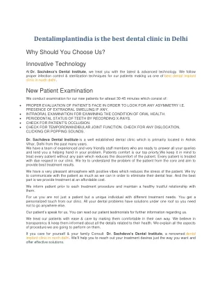 Dentalimplantindia is the best dental clinic in Delhi