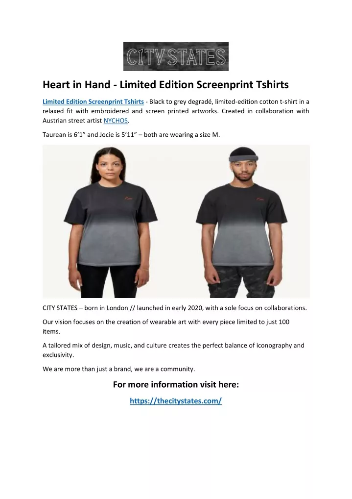 heart in hand limited edition screenprint tshirts
