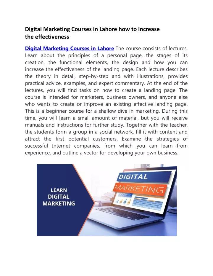 digital marketing courses in lahore