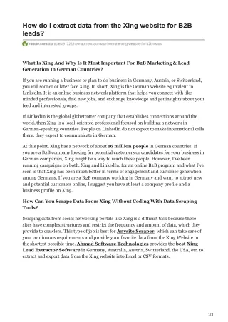 how do i extract data from the xing website