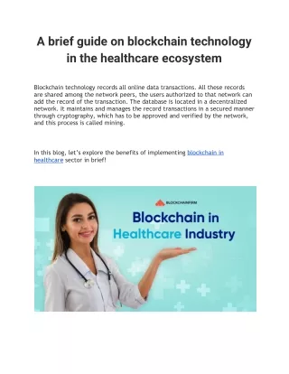 Blockchain in healthcare