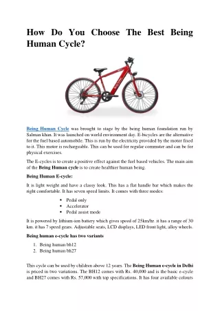 how do you choose the best being human cycle