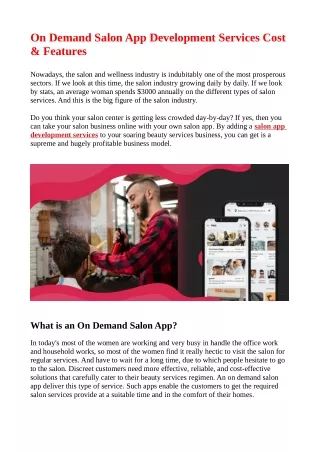 on demand salon app development services cost