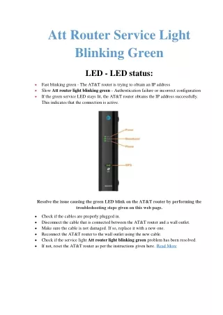 att router service light blinking green