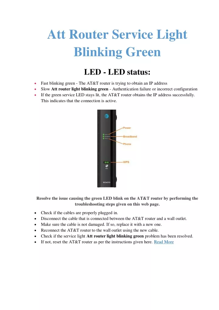 att router service light blinking green
