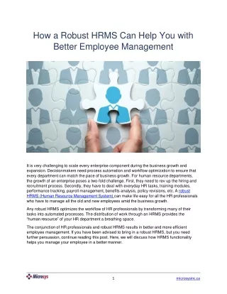 How a Robust HRMS Can Help You with Better Employee Management