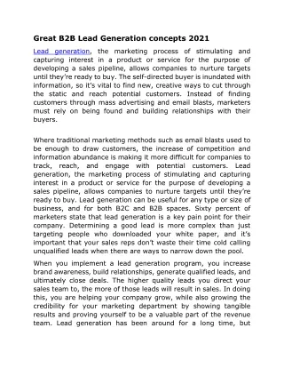 great b2b lead generation concepts 2021