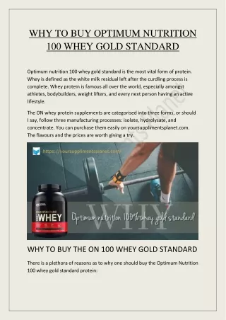 Why to Buy Optimum Nutrition 100 Whey Gold Standard