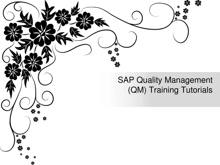 sap quality management qm training tutorials