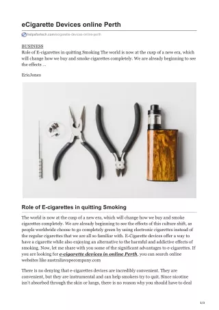 Role of E-cigarettes in quitting Smoking
