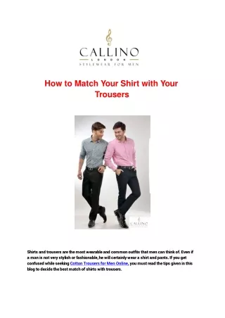 How to Match Your Shirt with Your Trousers
