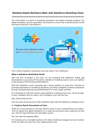 mistakes digital marketers make with salesforce