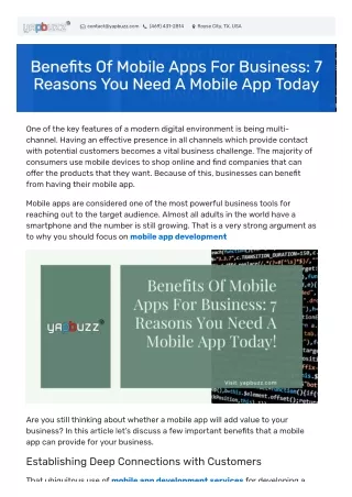 Benefits Of Mobile Apps For Business: 7 Reasons You Need A Mobile App Today!