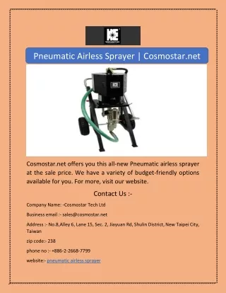 pneumatic airless sprayer cosmostar net