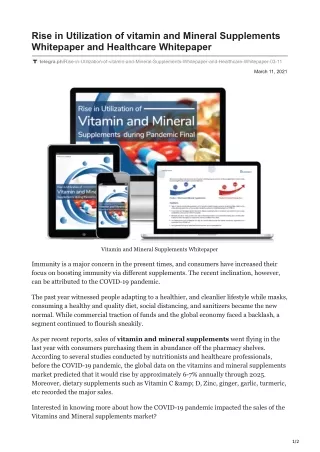 rise in utilization of vitamin and mineral