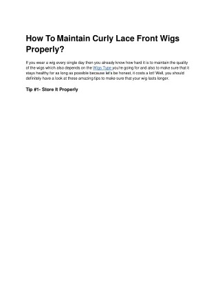how to maintain curly lace front wigs properly
