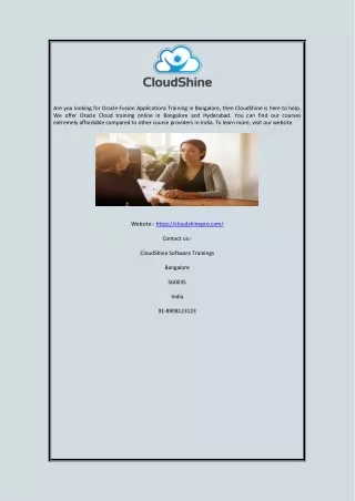 Oracle Fusion Training Online | CloudShine