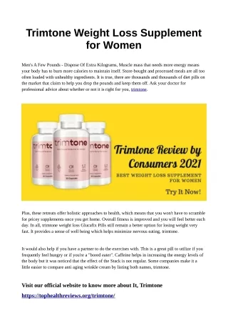 Trimtone Weight Loss Supplement for Women