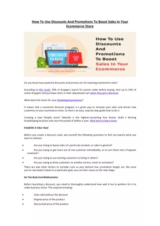 how to use discounts and promotions to boost