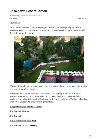 le reserve resort corbett