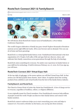 RootsTech Connect 2021 & FamilySearch