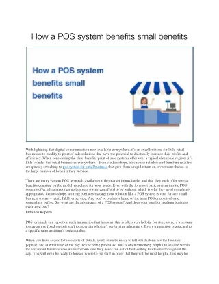 How a POS system benefits small benefits