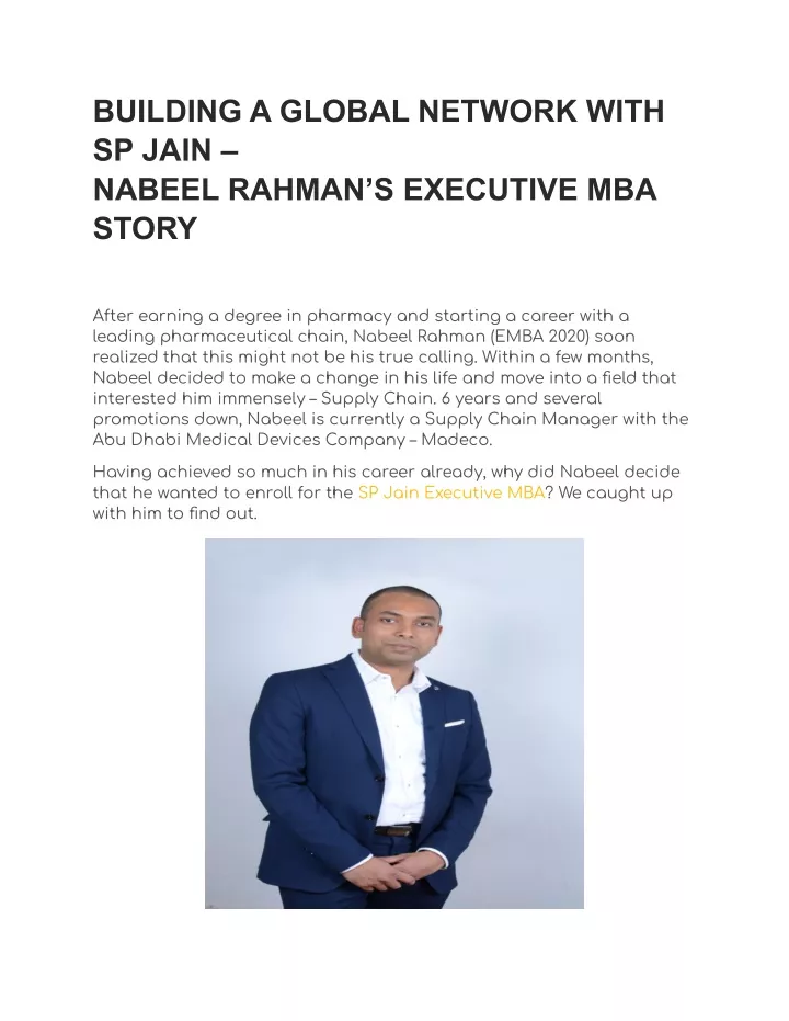building a global network with sp jain nabeel