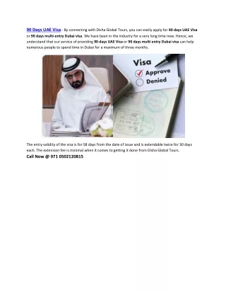 90 days uae visa by connecting with disha global