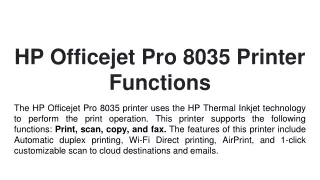 hp officejet pro 8035 printer functions