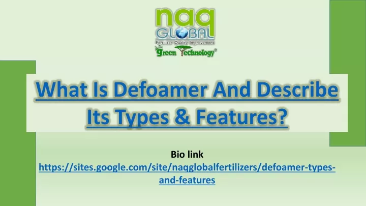 what is defoamer and describe its types features