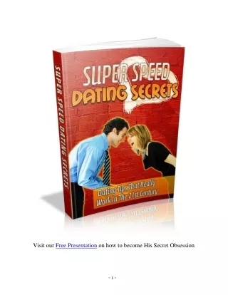 Super Speed Dating Secrets