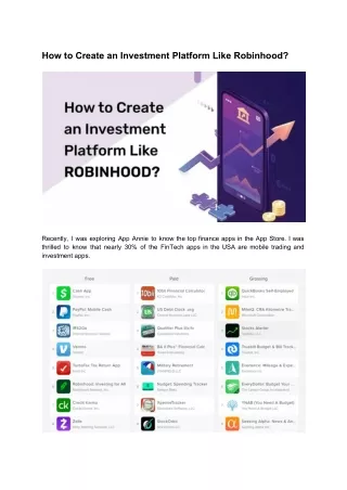 how to create an investment platform like