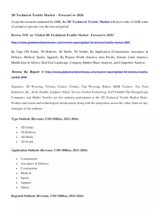 3d technical textile market forecast to 2026