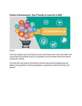 future of ecommerce top 5 trends to look