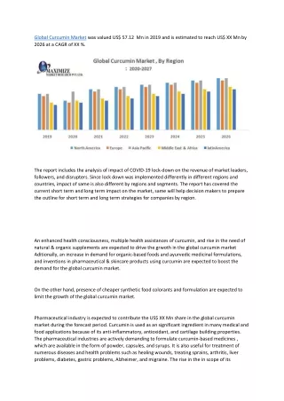 global curcumin market was valued