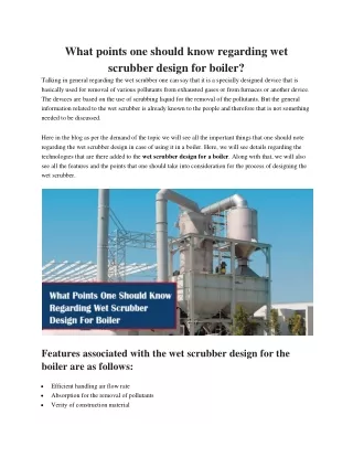 What points one should know regarding wet scrubber design for boiler?