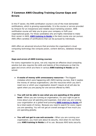 7 common aws clouding training course gaps