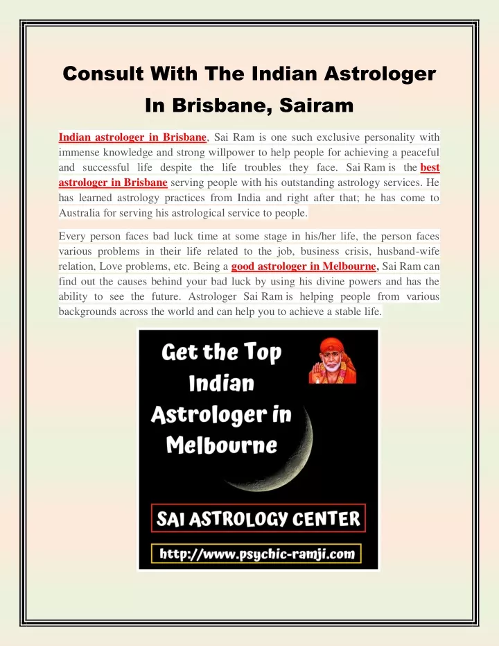 consult with the indian astrologer in brisbane