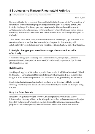 8 strategies to manage rheumatoid arthritis