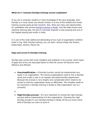 what are 7 common devops training course