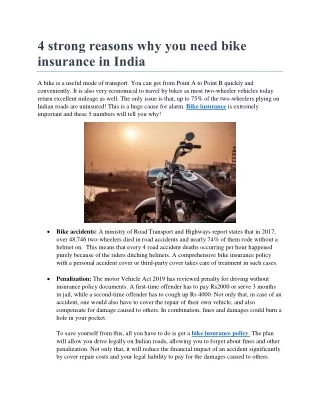4 strong reasons why you need bike insurance in India