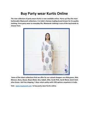 Buy Party wear Kurtis Online