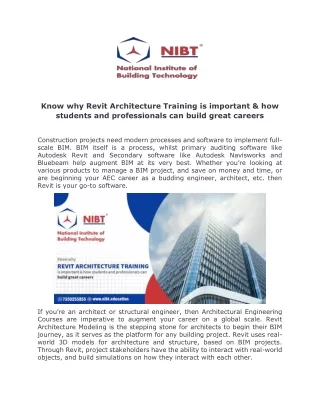 know why revit architecture training is important