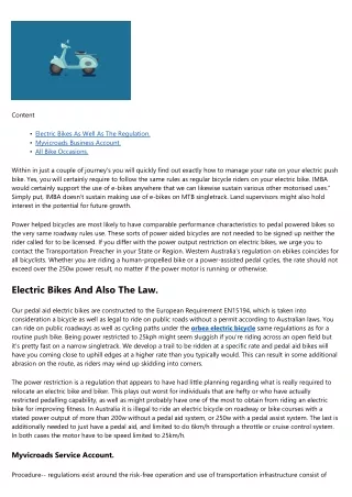 Legalities Of Electric Bike Usage