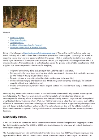 Electric Bikes And Also The Legislation